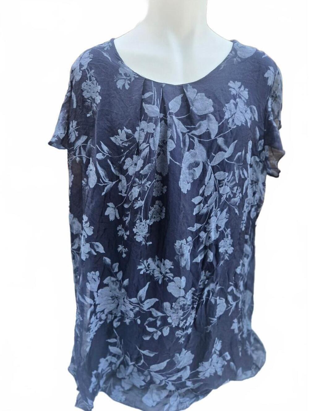 NEW Rosemarine Plus Size 3X Women's Navy Blue Floral Tunic Top Made in Italy